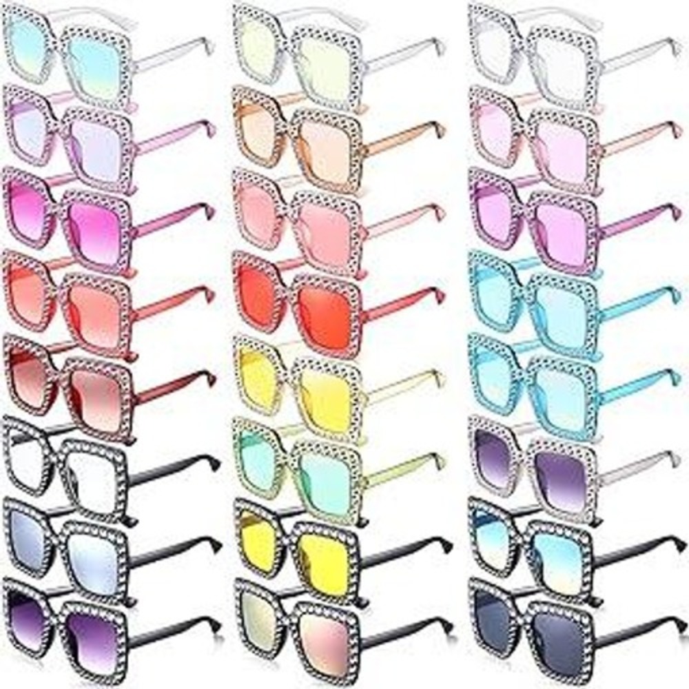 80 Pair Wholesale Bulk Lot Pearl Rhinestone Oversized Square Fashion Sunglasses